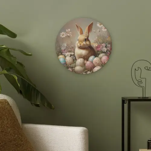 Paashaas - Lente - Paaseieren Akoestische PET Vilt - Rond klein -sfeer2