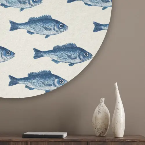 Vis - Patroon - Blauw Akoestische PET Vilt - Rond klein 838 -sfeer5_closeup