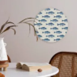 Vis - Patroon - Blauw Akoestische PET Vilt - Rond klein 838 -sfeer3