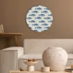 Vis - Patroon - Blauw Akoestische PET Vilt - Rond klein 838 -sfeer1