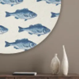 Vis - Patroon - Blauw Akoestische PET Vilt - Rond klein 838 -sfeer5_closeup