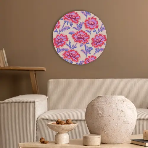 Bloemen - Patroon - Meerkleurig Akoestische PET Vilt - Rond klein 838 -sfeer1