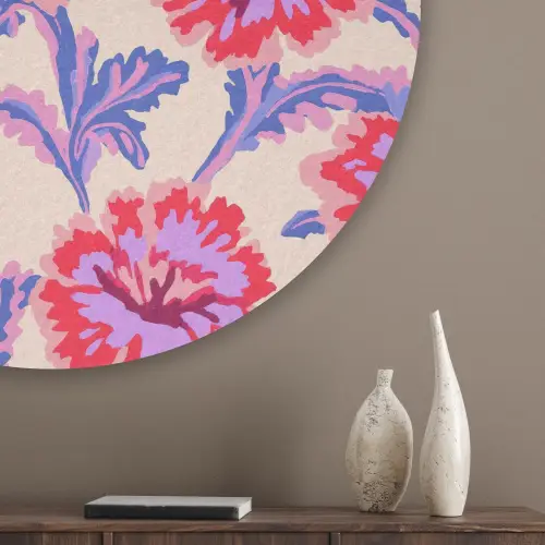 Bloemen - Patroon - Meerkleurig Akoestische PET Vilt - Rond klein 838 -sfeer5_closeup