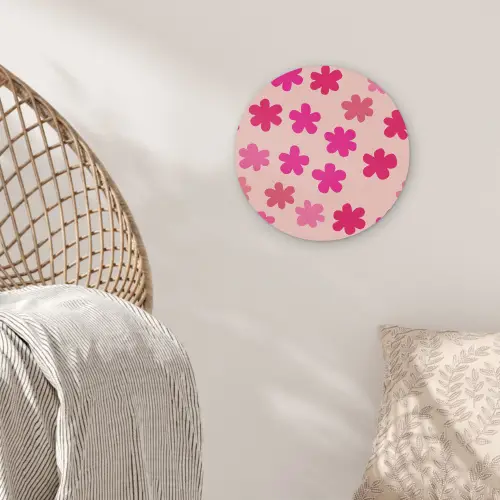 Bloemen - Patroon - Roze Akoestische PET Vilt - Rond klein -sfeer4