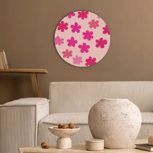 Bloemen - Patroon - Roze Akoestische PET Vilt - Rond klein -sfeer1