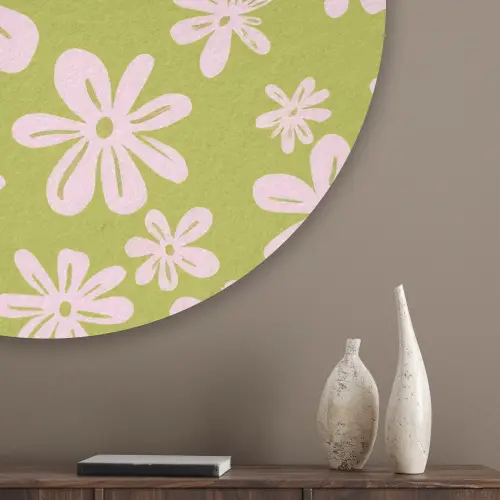 Bloemen - Roze - Getekend - Patroon Akoestische PET Vilt - Rond klein -sfeer5_closeup