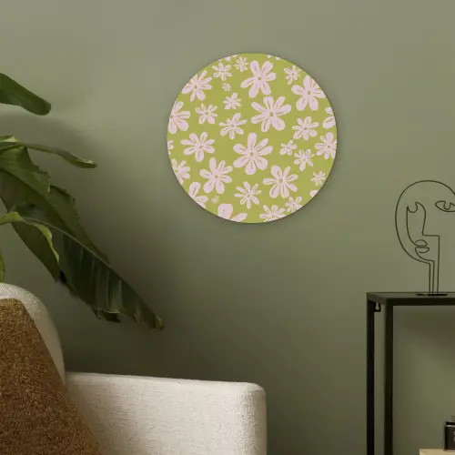 Bloemen - Roze - Getekend - Patroon Akoestische PET Vilt - Rond klein -sfeer2