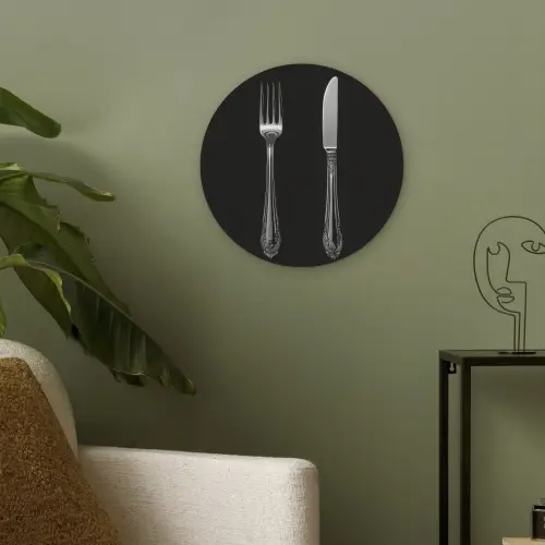 Vork - Mes - Zilver Akoestische PET Vilt - Rond klein -sfeer2