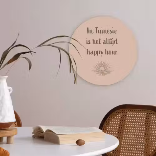 Tuin - Roze - Quote - Zon Akoestische PET Vilt - Rond klein -sfeer3