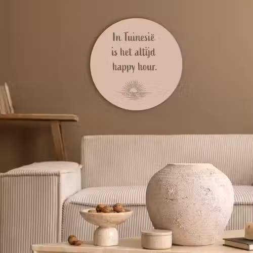 Tuin - Roze - Quote - Zon Akoestische PET Vilt - Rond klein -sfeer1