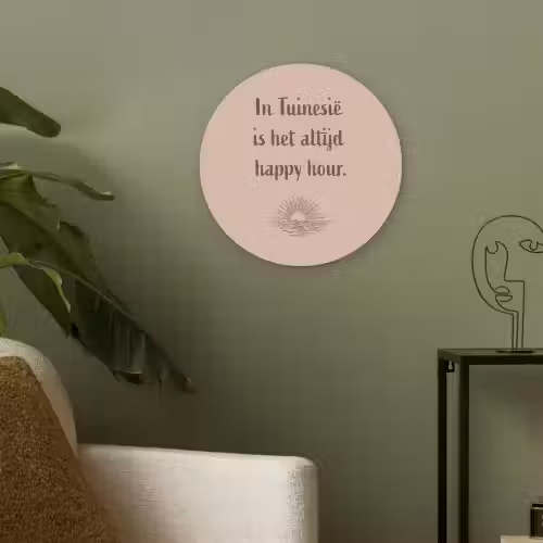 Tuin - Roze - Quote - Zon Akoestische PET Vilt - Rond klein -sfeer2