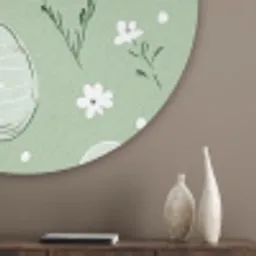 Groen - Eieren - Patroon Akoestische PET Vilt - Rond klein -sfeer5_closeup