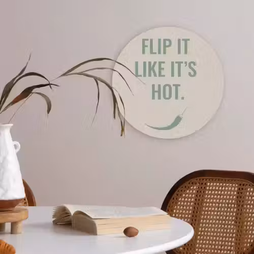 Groen - Quote - Zomer - Chilipeper Akoestische PET Vilt - Rond klein -sfeer3