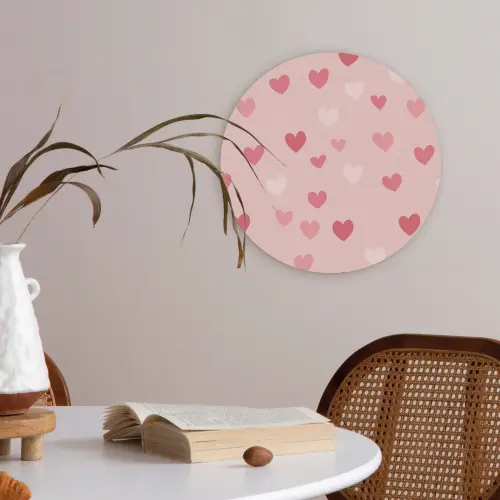 Hartjes - Patroon - Roze - Eenvoudig Akoestische PET Vilt - Rond klein -sfeer3