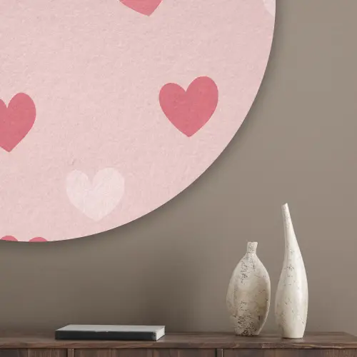 Hartjes - Patroon - Roze - Eenvoudig Akoestische PET Vilt - Rond klein -sfeer5_closeup