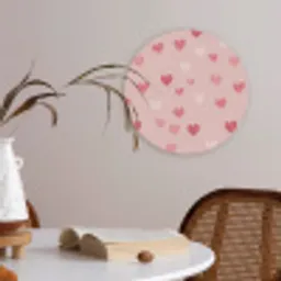 Hartjes - Patroon - Roze - Eenvoudig Akoestische PET Vilt - Rond klein -sfeer3