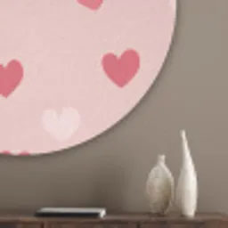 Hartjes - Patroon - Roze - Eenvoudig Akoestische PET Vilt - Rond klein -sfeer5_closeup