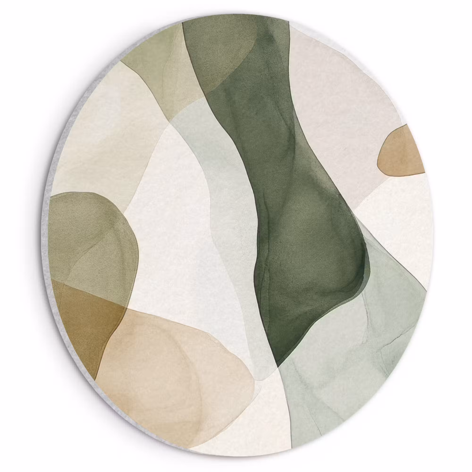 Acoustic painting round - Japandi - Abstract - Green