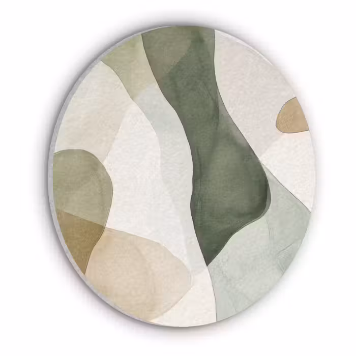 Acoustic painting round - Japandi - Abstract - Green