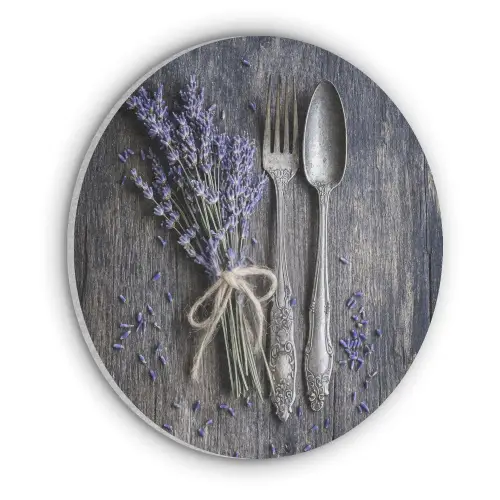 Lavendel - Lepel - Vork Akoestische PET Vilt - Rond klein -3d