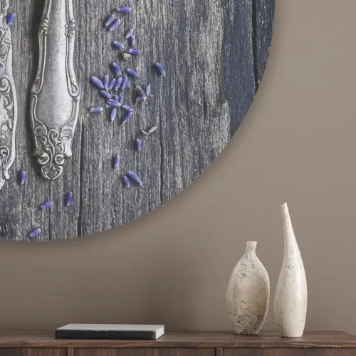 Lavendel - Lepel - Vork Akoestische PET Vilt - Rond klein -sfeer5_closeup