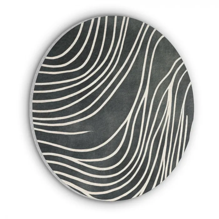 Lijnen - Patroon - Abstract - Wit Akoestische PET Vilt - Rond klein -3d