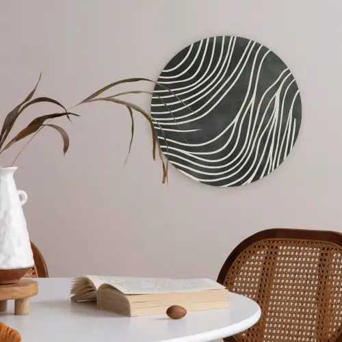 Lijnen - Patroon - Abstract - Wit Akoestische PET Vilt - Rond klein -sfeer3
