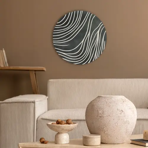 Lijnen - Patroon - Abstract - Wit Akoestische PET Vilt - Rond klein -sfeer1