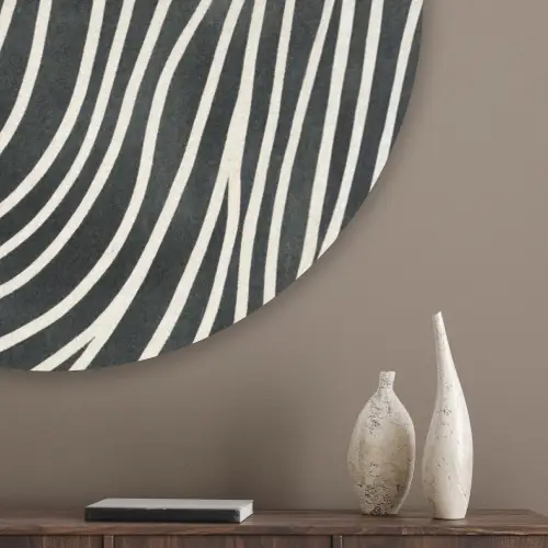 Lijnen - Patroon - Abstract - Wit Akoestische PET Vilt - Rond klein -sfeer5_closeup