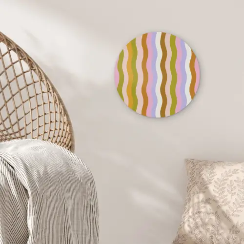 lijnen - Golven - Pastelkleuren - Patroon Akoestische PET Vilt - Rond klein -sfeer4