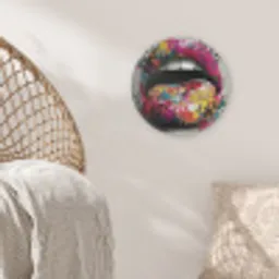 Lippen - Graffiti - Expressief Akoestische PET Vilt - Rond klein -sfeer4