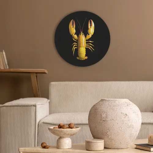 Kreeft - Geel - Stippen - Effen Akoestische PET Vilt - Rond klein -sfeer1