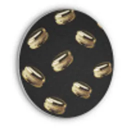 Macarons - Patroon - Goud - Zwart Akoestische PET Vilt - Rond klein -3d
