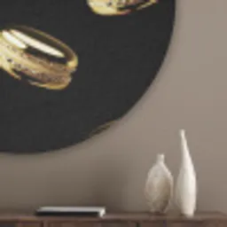 Macarons - Patroon - Goud - Zwart Akoestische PET Vilt - Rond klein -sfeer5_closeup