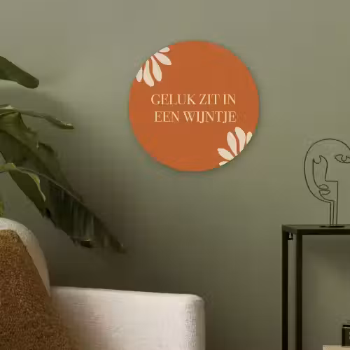 Oranje - Wijntje - Quote Akoestische PET Vilt - Rond klein -sfeer2