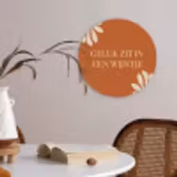 Oranje - Wijntje - Quote Akoestische PET Vilt - Rond klein -sfeer3