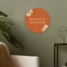 Oranje - Wijntje - Quote Akoestische PET Vilt - Rond klein -sfeer2