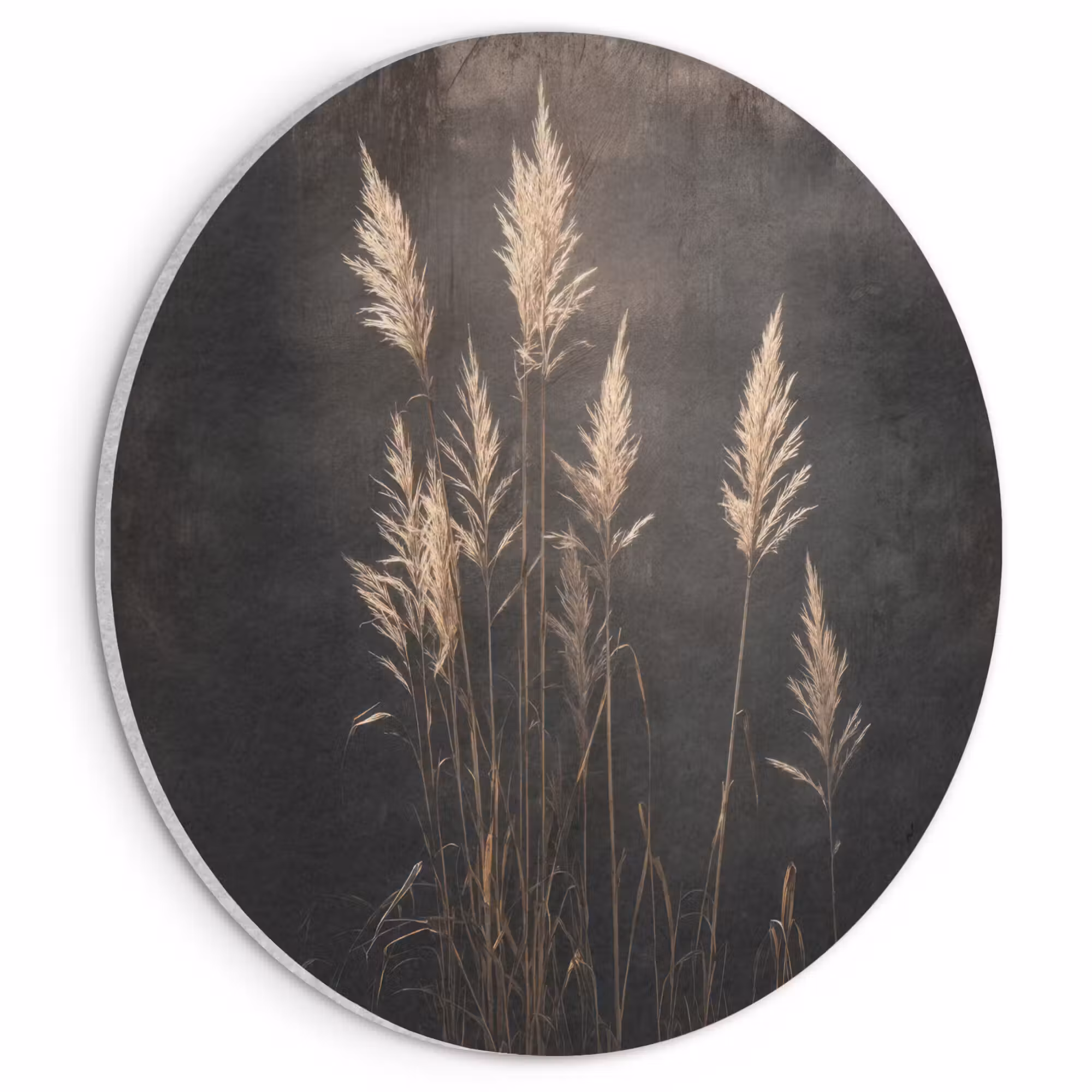 Acoustic painting round - Ornamental grass - Plumes - Lighting - Black