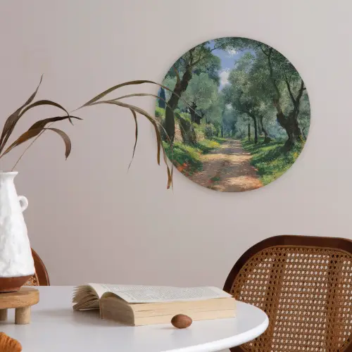 Pad - Bomen - Schaduw - Akoestische PET Vilt - Rond klein -sfeer3