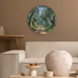 Pad - Bomen - Schaduw - Akoestische PET Vilt - Rond klein -sfeer1