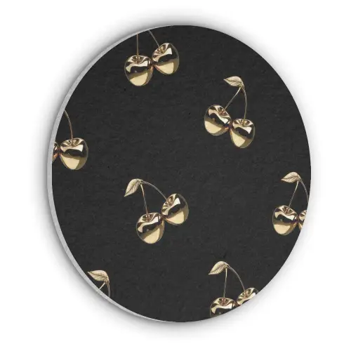 Patroon - Kersen - Goud - Chrome Akoestische PET Vilt - Rond klein -3d