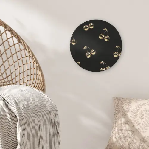 Patroon - Kersen - Goud - Chrome Akoestische PET Vilt - Rond klein -sfeer4