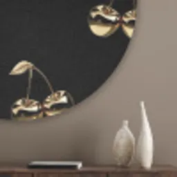 Patroon - Kersen - Goud - Chrome Akoestische PET Vilt - Rond klein -sfeer5_closeup