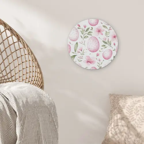 Patroon - Eieren - Roze - Pasen Akoestische PET Vilt - Rond klein -sfeer4