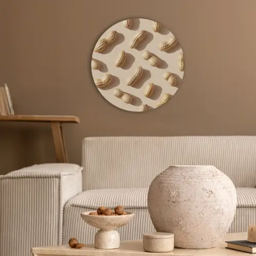 Pinda's - Patroon - Beige Akoestische PET Vilt - Rond klein -sfeer1