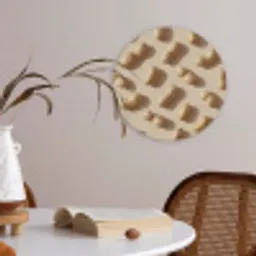 Pinda's - Patroon - Beige Akoestische PET Vilt - Rond klein -sfeer3