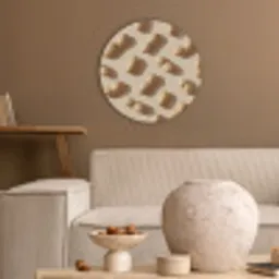 Pinda's - Patroon - Beige Akoestische PET Vilt - Rond klein -sfeer1