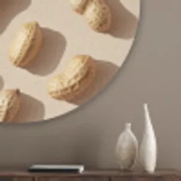 Pinda's - Patroon - Beige Akoestische PET Vilt - Rond klein -sfeer5_closeup
