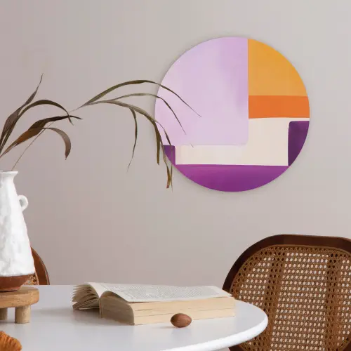 Vlakken - Abstract - Rechthoekig - Oranje Akoestische PET Vilt - Rond klein -sfeer3