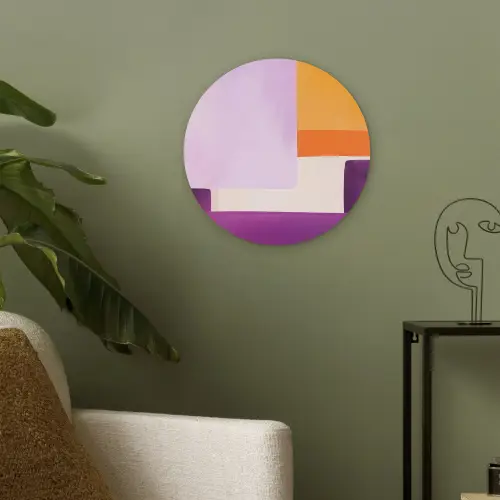 Vlakken - Abstract - Rechthoekig - Oranje Akoestische PET Vilt - Rond klein -sfeer2